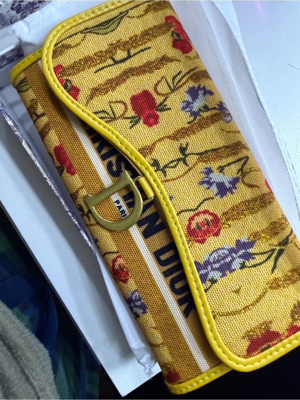 Dior Beige and Purple Toile Wallet - Picture 2 of 4